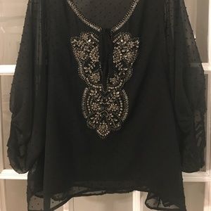 Flowy Embelished Top by Black
